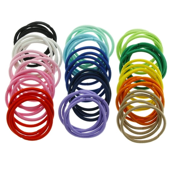 Hair Elastics Hair Ties, Professional Grade Ponytail Holders - 60 Pack Variety Rainbow B