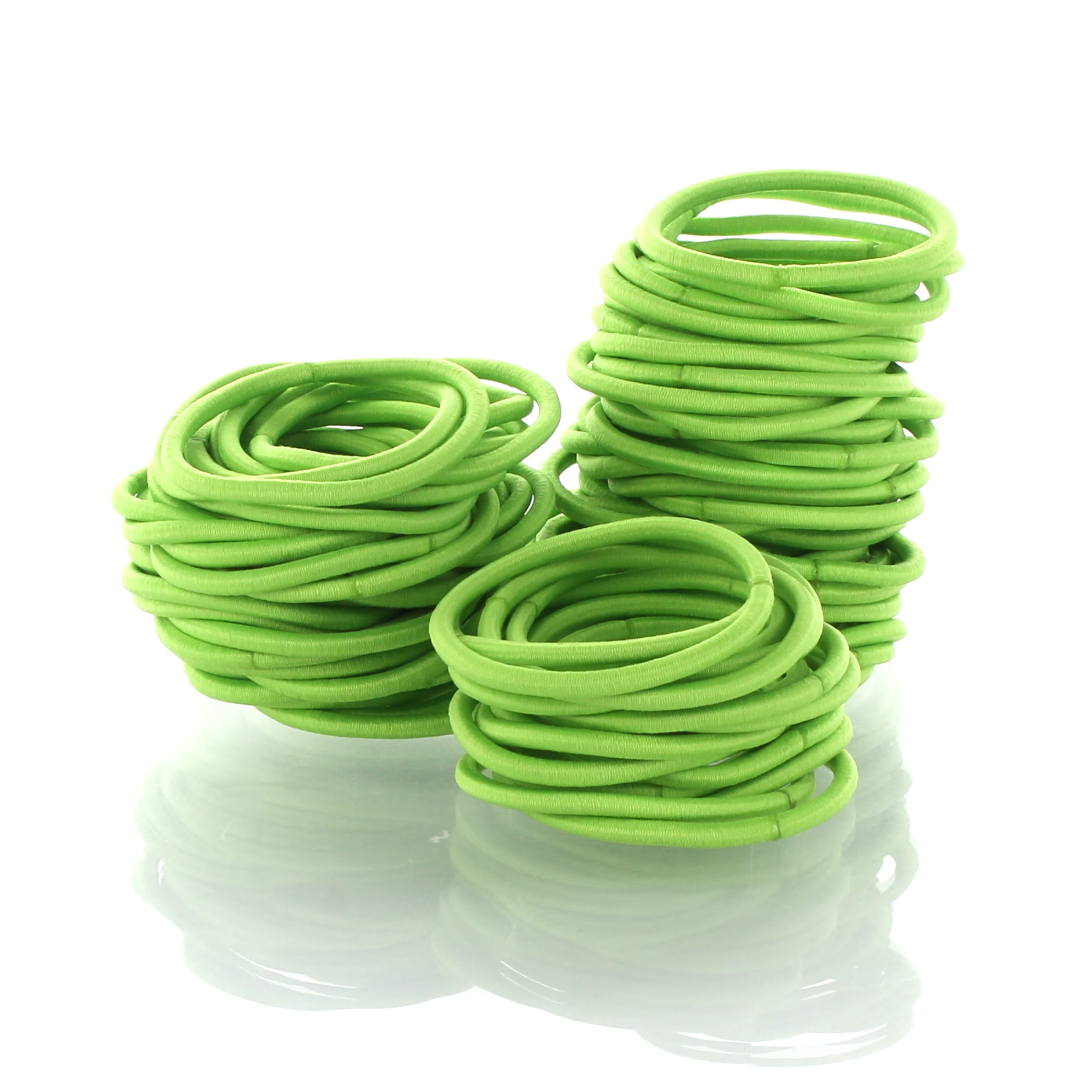 Hair Elastics Hair Ties, Professional Grade Ponytail Holders - Apple Green 20 Pack