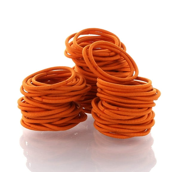 Hair Elastics Hair Ties, Professional Grade Ponytail Holders - Orange 20 Pack