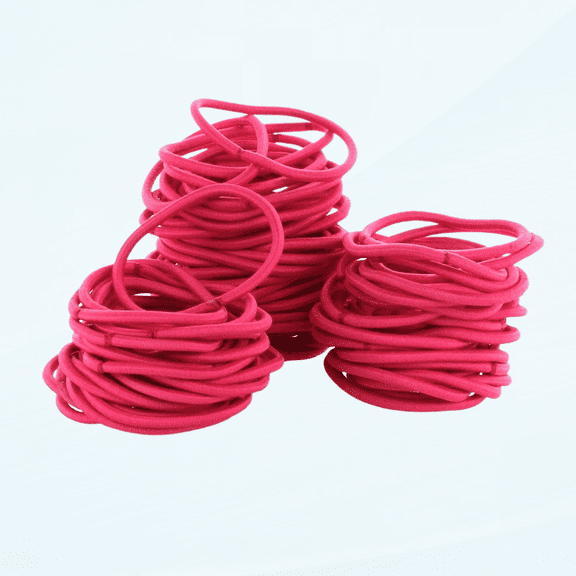 Hair Elastics Hair Ties, Professional Grade Ponytail Holders - Shocking Pink 20 Pack