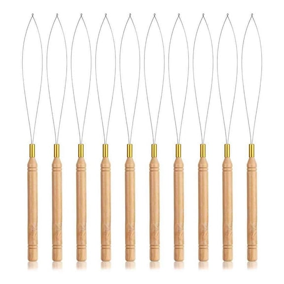 Hair Extensions Bead Threader Bead Threader with Wooden Handle - Loop Needle Puller, 1 Set