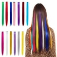 thumbnail image 1 of Hair Extension Clips 13pcs in 13 Mixed Colors 20 Inch Straight Hair Synthetic Fiber Hairpieces for Party, 1 of 9
