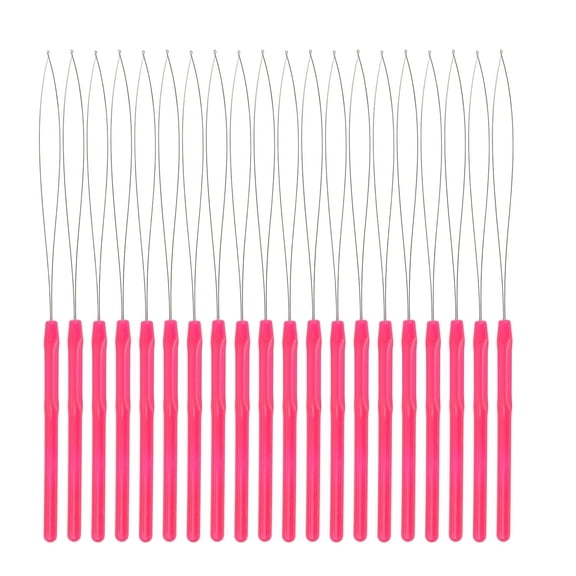 Hair Extension Loop Needle Threader Topboutique Pulling Hook Tool and Bead Device Tool Hair Pulling Hook Needles for Hair Extensions,Pink Hair Extension Pulling Hook Tools for Hair Styling,20 Pcs