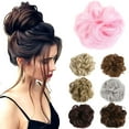 thumbnail image 1 of Hair Extension Ponytail Hair Pieces Clip on Hair Pieces with Elatsic Drawstring Claw Comb Ponytail Messy Chignon Updo Ponytail Scrunchie Donut Hairpiece for Women Girls, 1 of 5