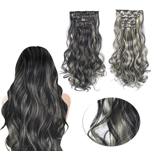 Hair Extensions 20INCH Synthetic Curly Wavy Natural Blonde Clip-In Hair Piece - Thick, Stylish, Fashionable, Fabulous Hair Piece for Women, Easy-to-Use & Versatile Makeup Organizers