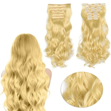 Hair Extensions 20INCH Synthetic Curly Wavy Natural Blonde Thick Clip In Stylish Fasionable Fabulous Hair Piece 6 Pieces For Women