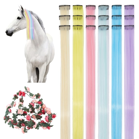 Hair Extensions Clip-in Wig Piece with Plastic Cloth Artificial Flower Vine Mixed Color 490-500mm