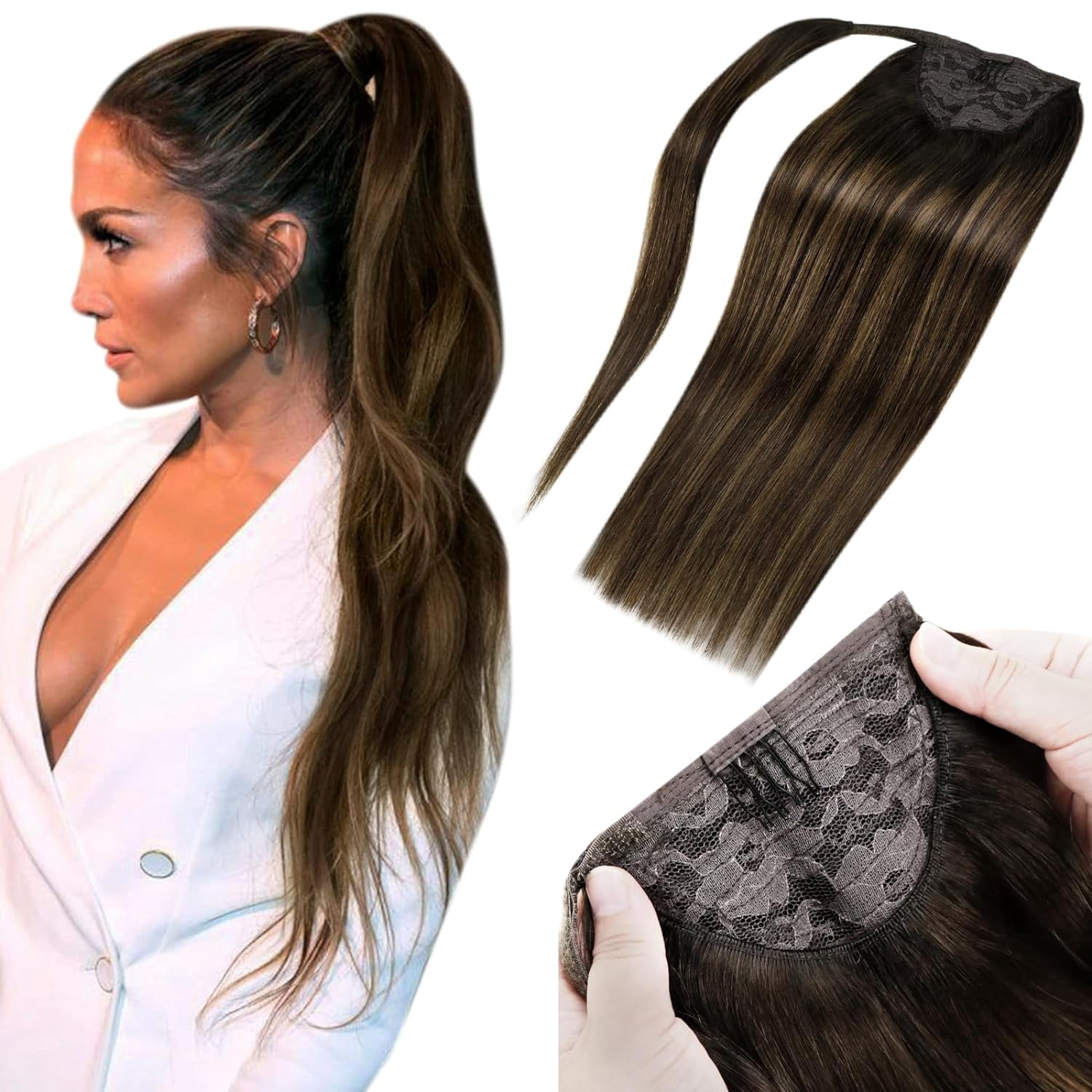 24-Inch Clip-In Ponytail Hair Extension – Wrap-Around Human Hair Style, Instant Volume 9 thumbnail image