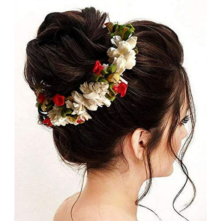 Hair Flare Gajra Hair Accessories for Women 1581 Juda Bun White Colour Pack of 1