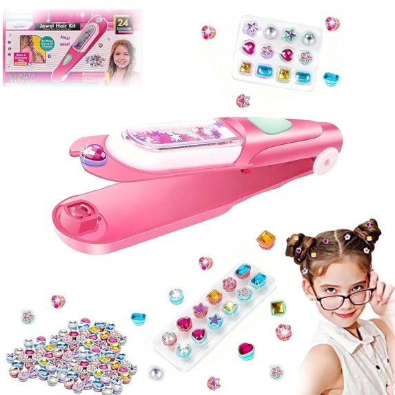Hair Gem Stamper Kit Hair Jewels for Girls Toys, Hair Styling Tool with Reusable Hair Accessory for Kids Christmas Birthday Gifts