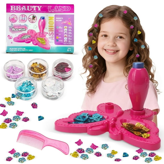 Hair Gem Stamper Kit, Hair Jewels for Girls DIY Toys, Hair Styling Tool with Reusable Shining Hair Accessory, Birthday Christmas Gifts for Girls
