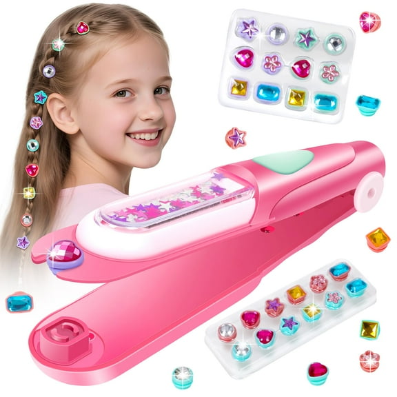 Hair Gem Stamper Kit for Girls, Bling Hair Jewels with Sparkling Diamonds, Fun Hair Styling Tool hair gem stamper glitter diamond styling tools hair hally hair gem pen bedazzler kit bling bling hair
