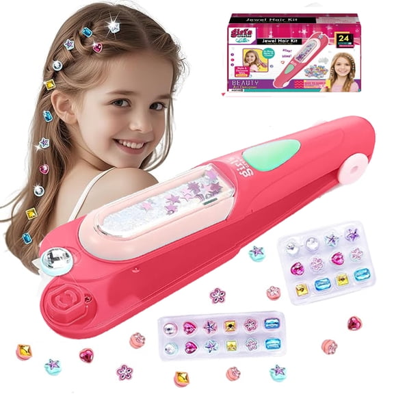 Hair Gem Stamper Kit Hair Jewels for Girls Toys, Hair Styling Tool with Reusable Hair Accessory for Kids Christmas Birthday Gifts