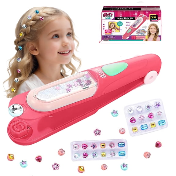 Hair Gem Stamper Kit Hair Jewels for Girls Toys, Hair Styling Tool with Reusable Hair Accessory for Kids Christmas Birthday Gifts