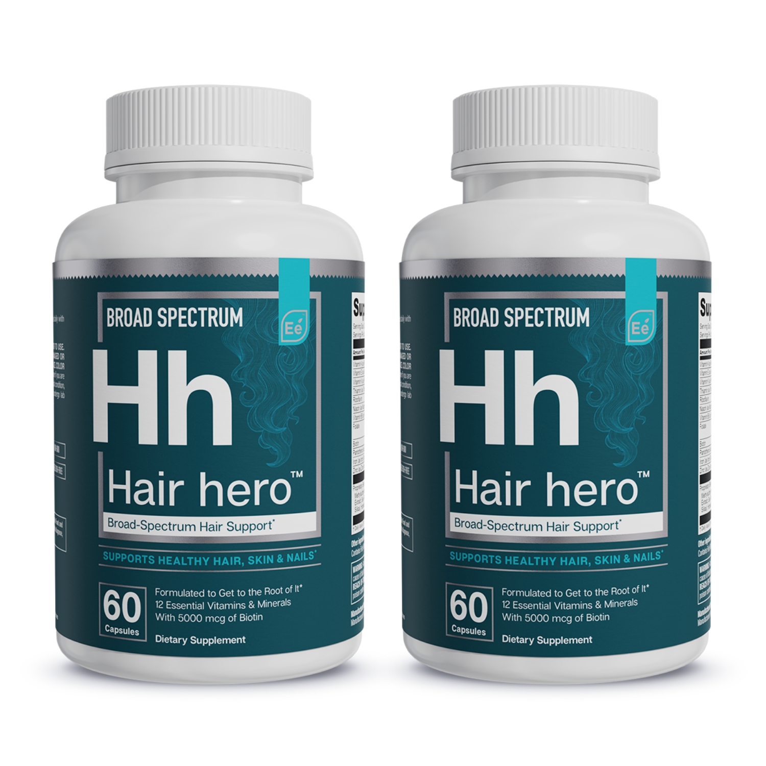 Hair Hero - Healthy Hair, Skin, and Nails - 5000 mcg Biotin | Essential Elements - 60 Day Supply (2-Pack)