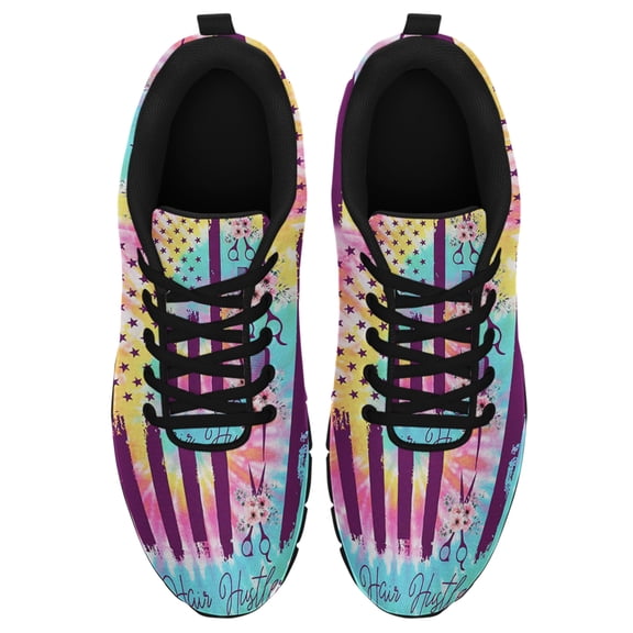 Hair Hustler Floral Tie Dye Running Shoes Sneakers Mesh Black Size 3.5