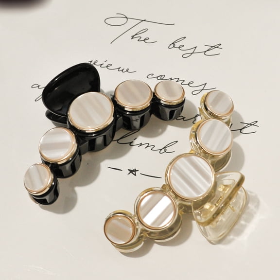 Hair Jaw Clips, 2pcs Vintage Round Imitation Shell Color for Women Accessories(Q)