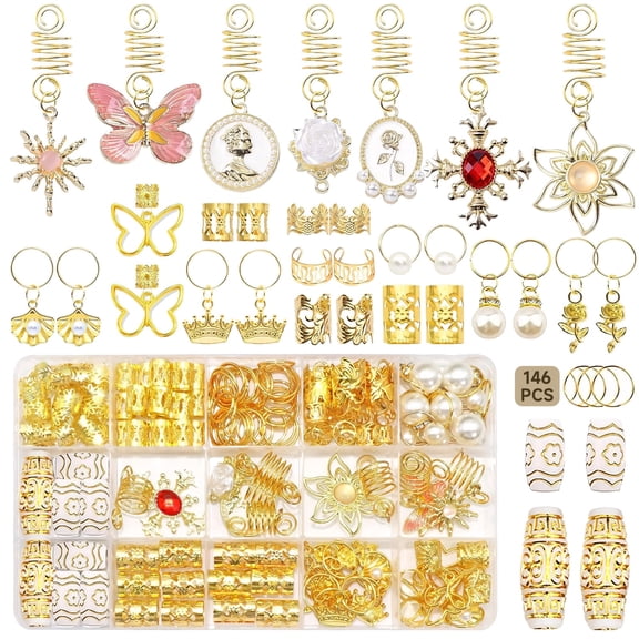 146-Piece Hair Accessory SetSpecially Designed for Braids, Dreadlocks, and Twist Hairstyles