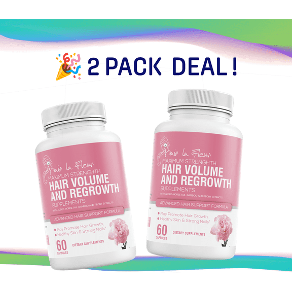 Hair La Fluer Biotin Hair Growth Supplement - 2 Pack - Natural Vitamins for Thicker