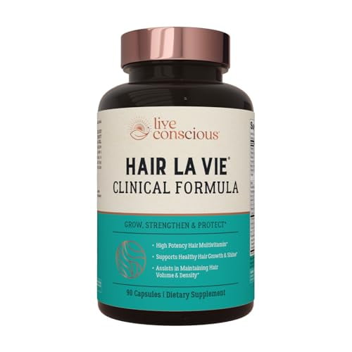 Hair La Vie Live Conscious Clinical Formula Hair Growth Vitamins for Women and Men w/Biotin 5000mcg, Collagen & Saw Palmetto (Pack of 1)