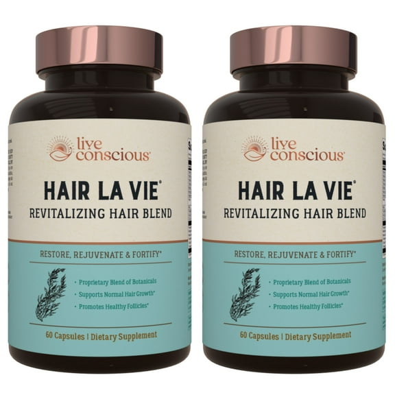 Hair La Vie Revitalizing Blend Hair Vitamins with Biotin, Collagen and Saw Palmetto for Women and Men (2-pack)