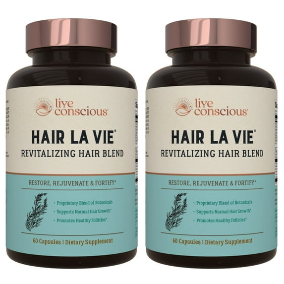Hair La Vie Revitalizing Blend Hair Vitamins with Biotin, Collagen and Saw Palmetto for Women and Men (2-pack)