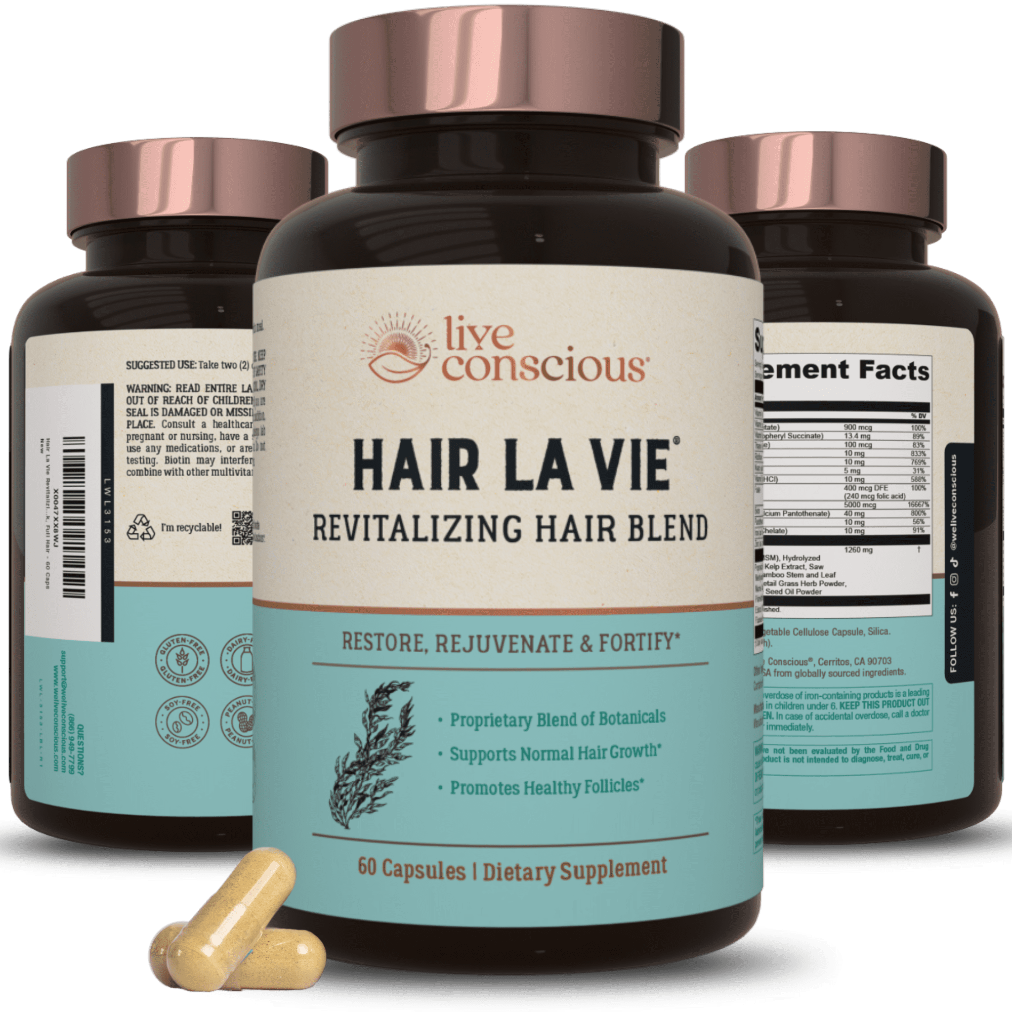 Hair La Vie Revitalizing Blend Hair Vitamins with Biotin, Collagen and Saw Palmetto for Women and Men