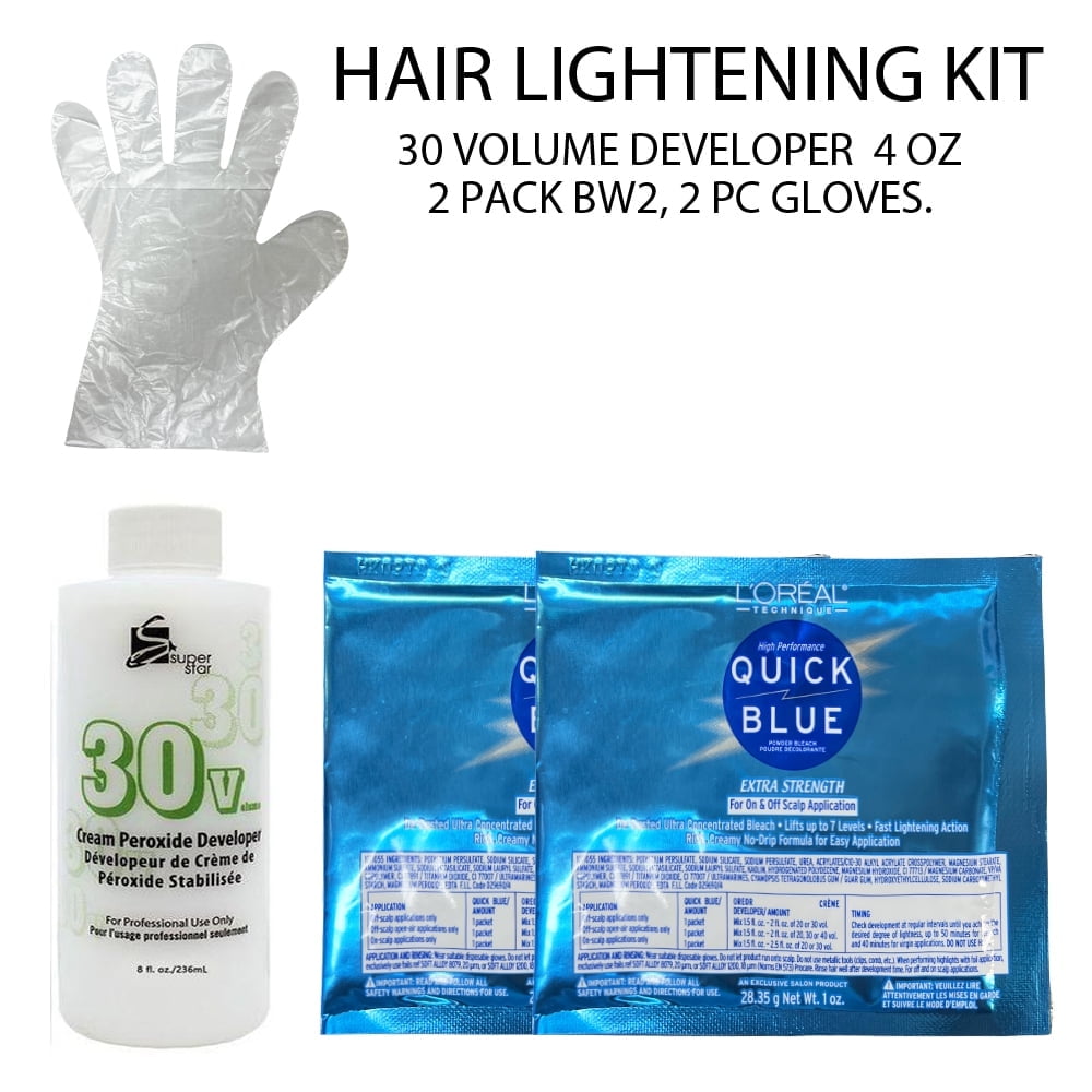 L'Oreal Quick Blue Hair Lightening Powder Lightener Bleach Kit, 30