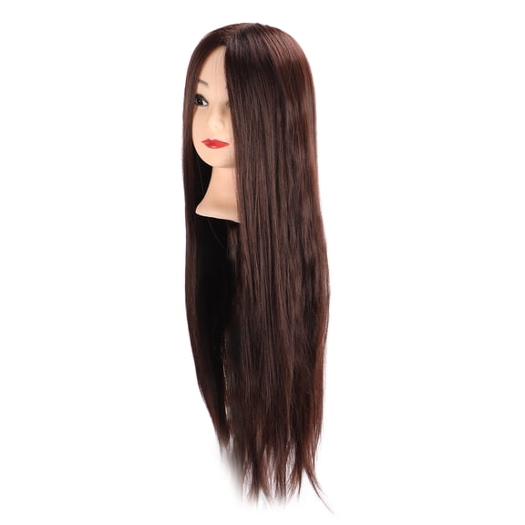 Hair Mannequin Head 25-inch / 63.5 cm Dark Brown Synthetic Hair for Braiding Styling Practice with Makeup
