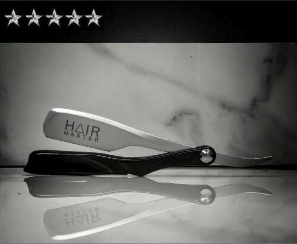 Hair Master Straight Polished Exposed Shaving Barber Razor Black