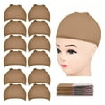 Hair Mesh Wig Cap Hair Net Stocking Wig Caps for Women 12 Pack Light