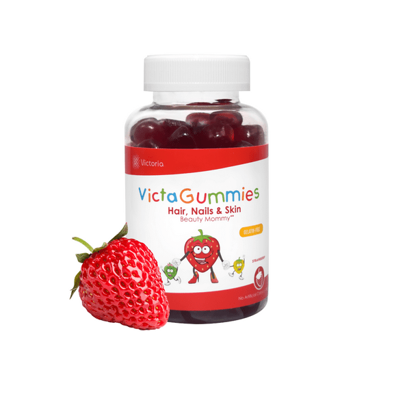 Hair, Nails & Skin Gummies - 180g - Strawberry Flavor - Promote Nail Strength - Hair Thickness - Skin Elasticity - Health & Beauty - 60 Pectin Gummies