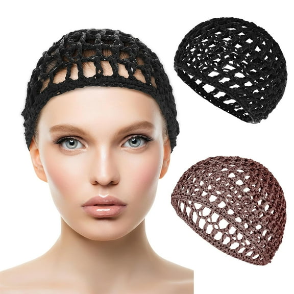 Hair Net Wrap For Sleep 2 PCS Mesh Nets Cap Snoods Cover Sleeping Knit Hairnets Elastic Head Wrap Bathing Shower Caps Wig Hairnet Crochet Sew Weave Press Weaving Braided Bonnet(Black/Purple)