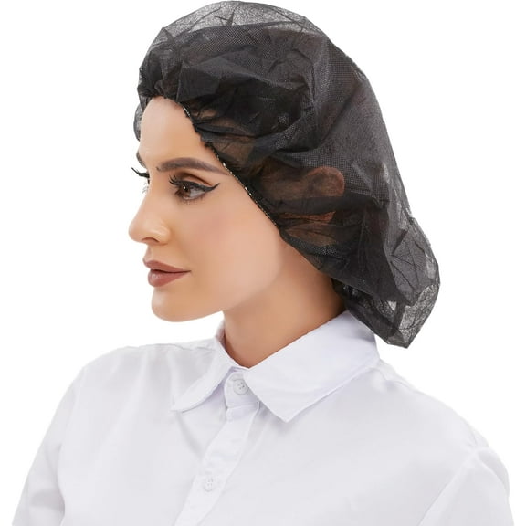 Hair Nets Disposable Bouffant  for Food Service Beauty Home Cleaning Extra Large White and Black