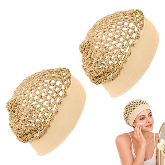 Hair Nets for Sleeping, Crochet Hair Net Cap, Breathable Mesh Hair Net with Wide Soft Band, Crochet Hair Wrap for Wig Cap & Shower