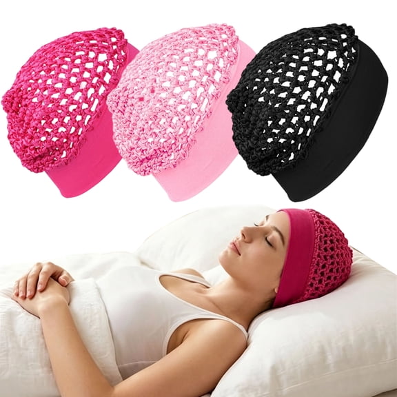 Hair Nets for Sleeping, Stretchy Wide-Edge & Breathable Crochet for Night Sleep & Daily Hair Care
