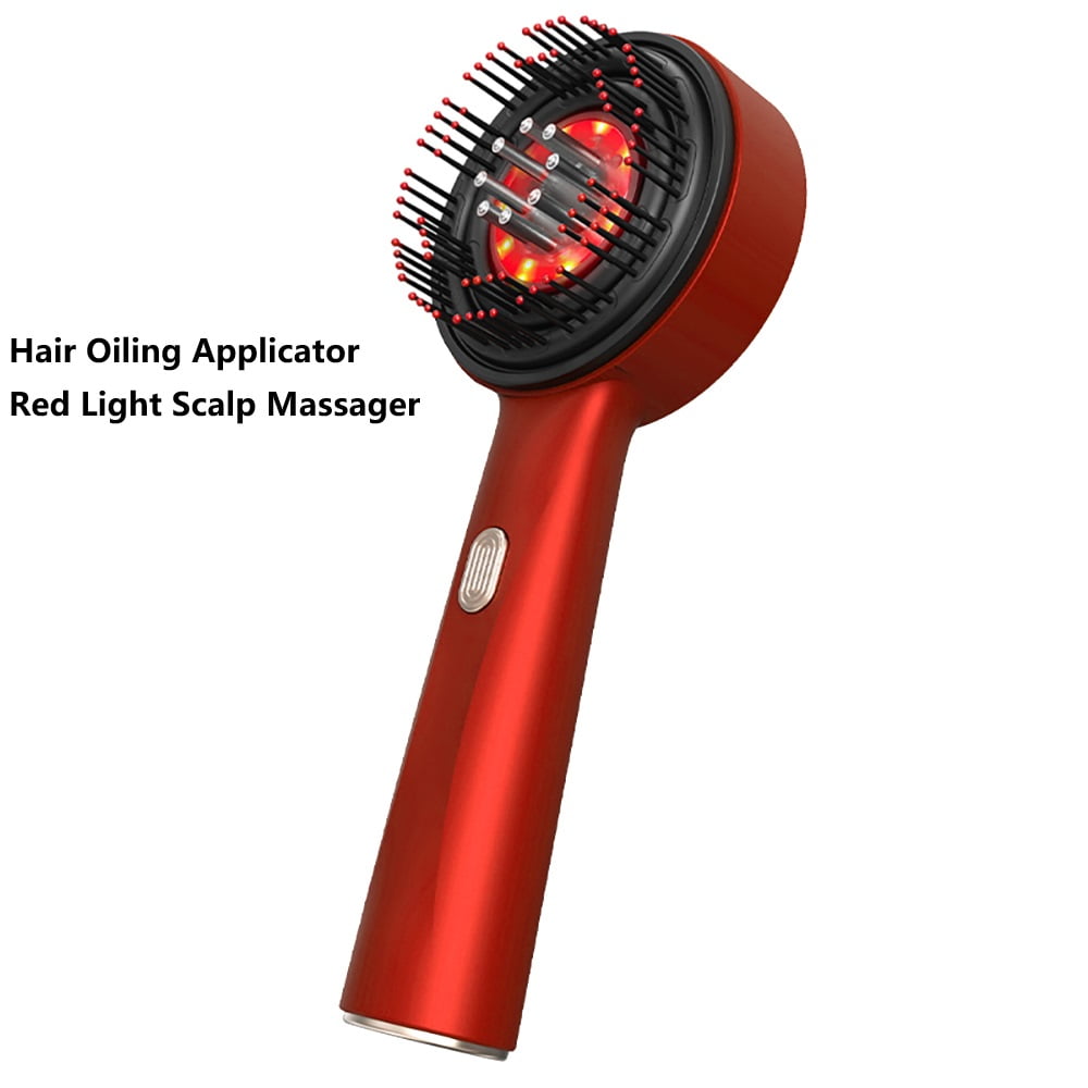 Hair Oiling Applicator Red Light Hair Oil Massager Scalp – 3 Mode Red Light Therapy Scalp Massager with Silicone Tips, Rechargeable Hair Oil Massager for Scalp Care & Hair Treatment