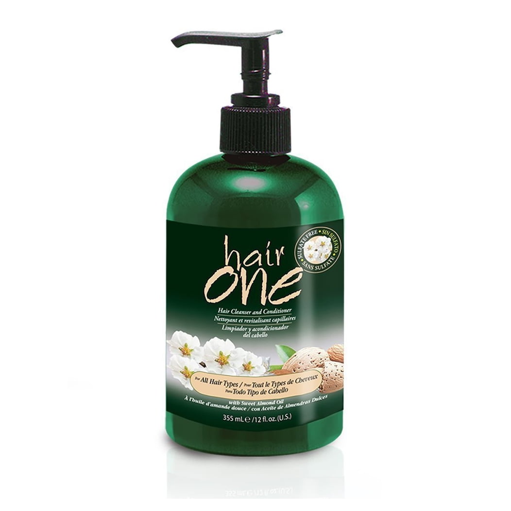 Hair One Hair Cleanser & Conditioner Almond Oil 12 Oz Bottle,2 packs