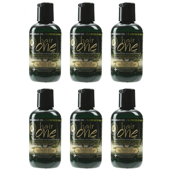 Hair One Hair Cleanser & Conditioner W/Argan Oil For Curly Hair Travel 3 Oz- 6PK
