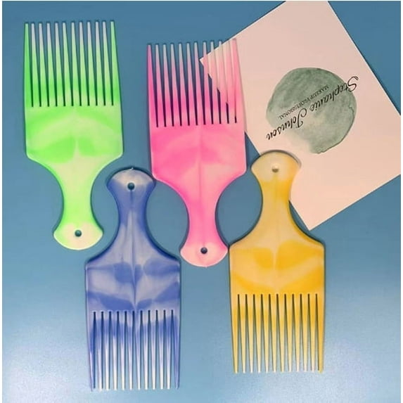 Hair Pick Comb, Fist Hair Picks for Afro Hair, Plastic 6.5 inch Afro Picks for Women and Men, Lift Hair Pick for Curly Hair, Rainbow Set (12 PCS)