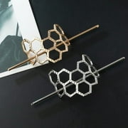 Hair Pin, GMYLE 2 Packs Metal Honeycomb Simple Minimal Cute Fancy Vintage Geometric Korean Style Hair Barrettes Hair Clips Accessories for Women Girls Fashion Beauty (Gold & Silver)