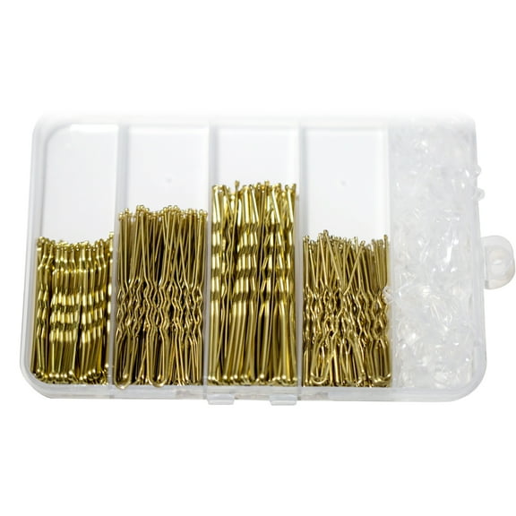 Hair Pins Kit Buns Brown U Shape Pins Hair Ties Set Easy Storage Metal Clips Hairpin Storage Box Weddings Parties Daily Wear