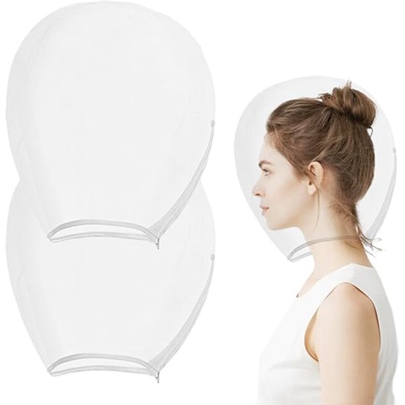 Hair Protector Hood 2 Pcs White Face Cover Zipper Closure for Women Weddings