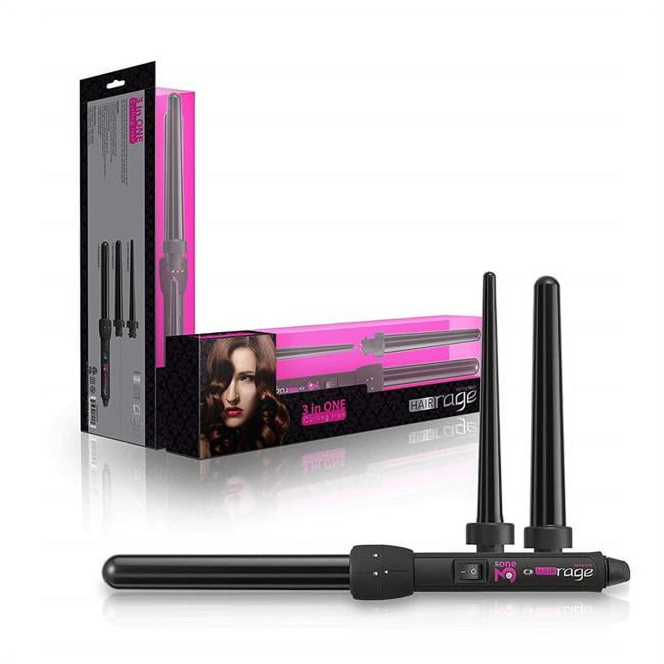 Hair Rage 3in1 Curling Iron System Interchangeable Ceramic Barrels