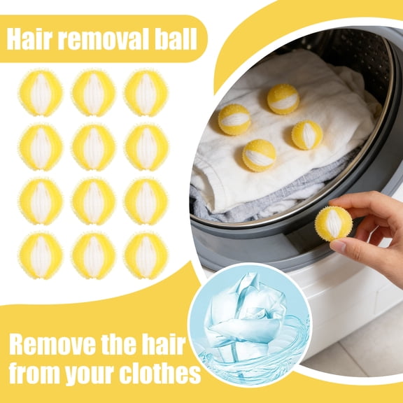 Hair Removal Balls For Laundry, 12 Pack Reusable Pet Hair Remover For Clothes, Efficient Lint & Fuzz Cleaner For Washing Machine & Dryer, Soft Fabric-Friendly Hair Removal
