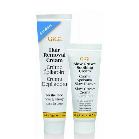 Hair Removal Cream - 1 oz/ Slow Grow Soothing Cream - .5 oz , Gigi Hair Removal Cream , Hair Scalp Skin Body - Pack of 1 w/ SLEEK Teasing Comb