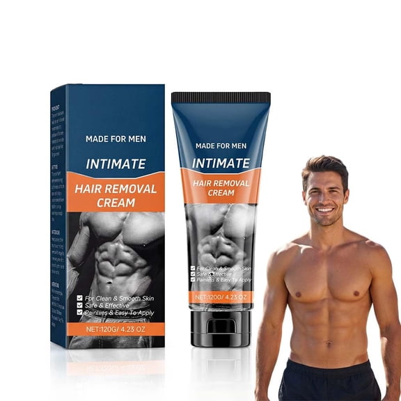 Hair Removal Cream for Men, Body & Intimate Grooming Cream, Easy Rinse Depilatory for Chest, Back, Arms, Legs, Smooth Care Formula for Daily Use, 120g (1, 120g)