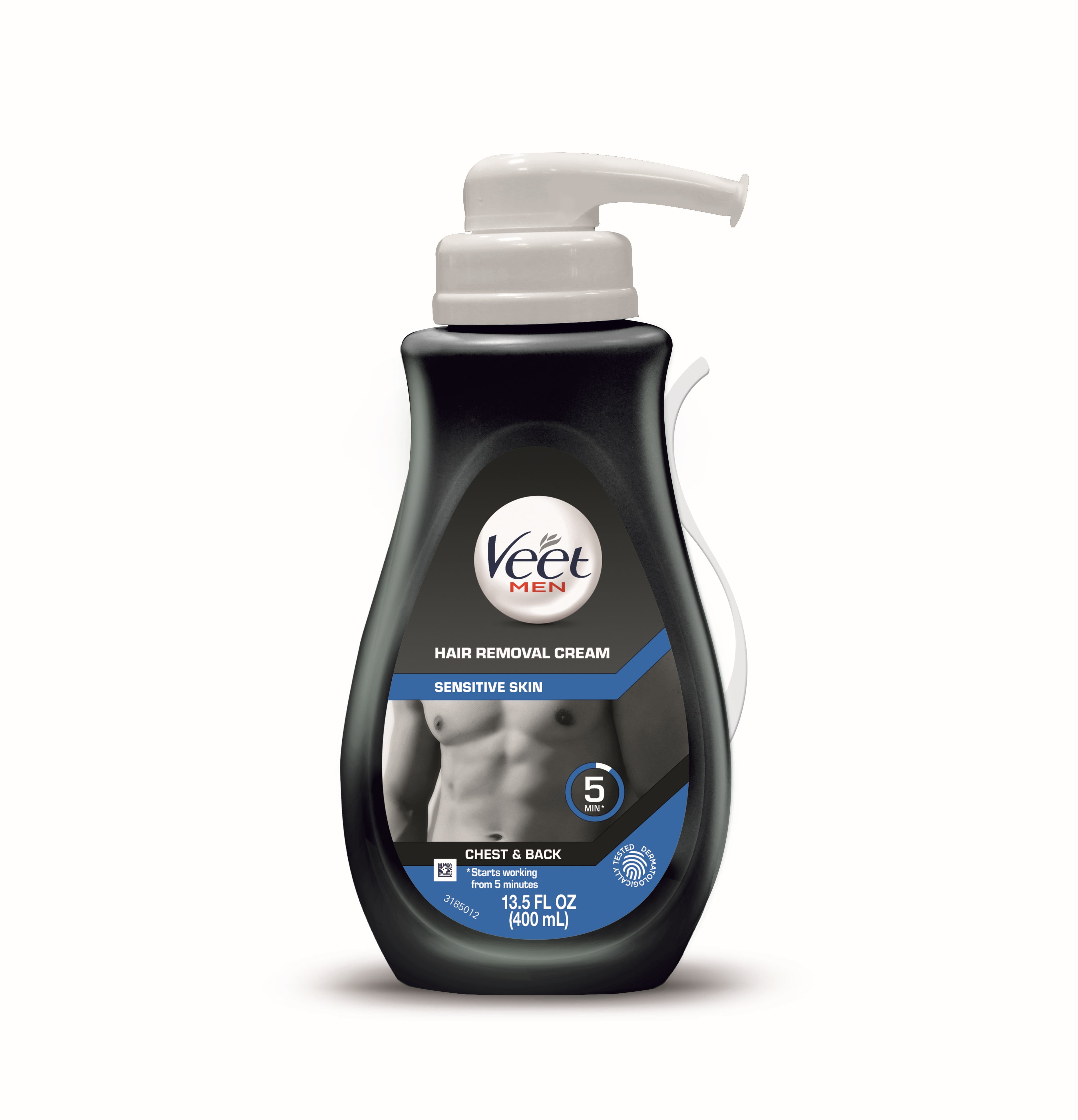 Veet Men Hair Removal Cream for Chest & Body, Sensitive Skin, 13.5 FL OZ Pump Bottle