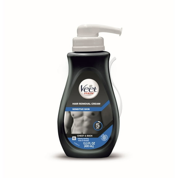 Veet Men Hair Removal Cream for Chest & Body, Sensitive Skin, 13.5 FL OZ Pump Bottle