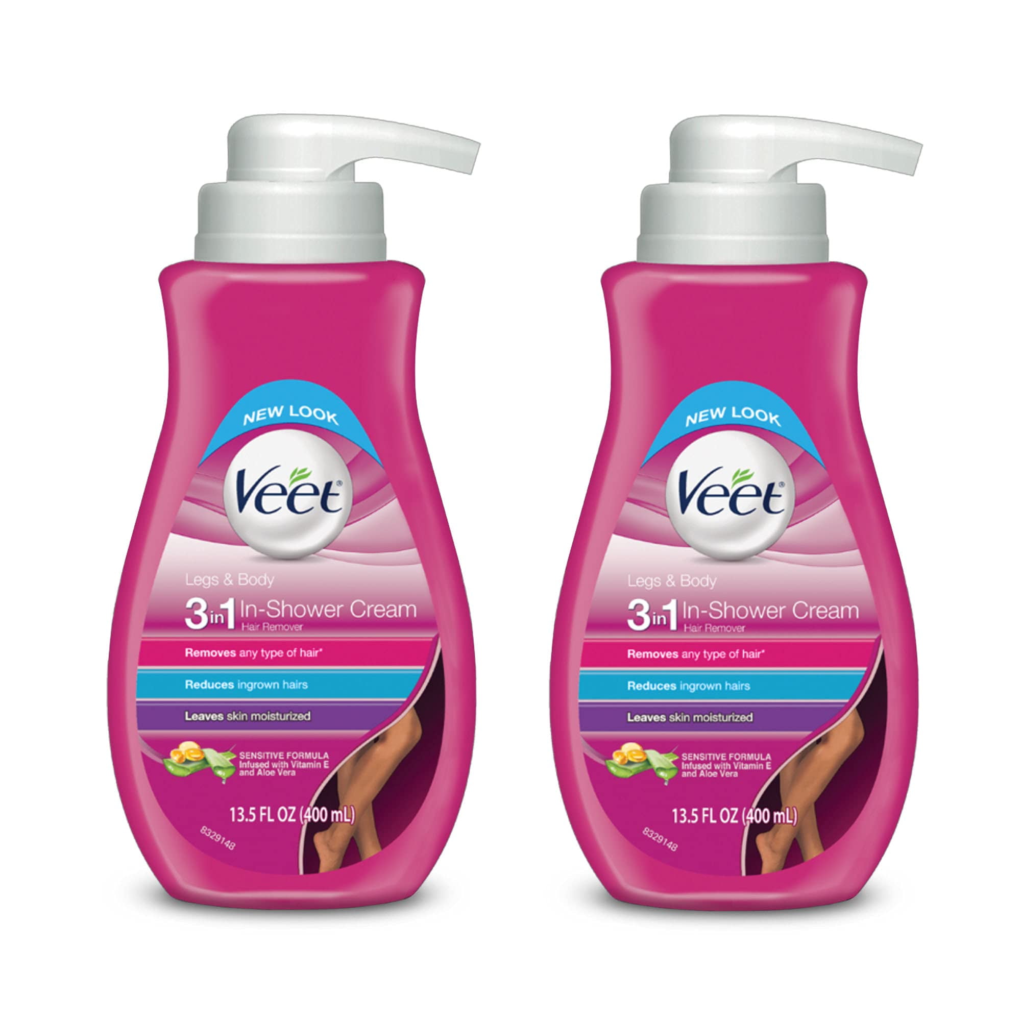 Hair Removal Cream Veet Legs Body In Shower Cream Hair Remover Sensitive Formula With Aloe Vera And Vitamin E 13.5 Fl Oz Pump Bottle Pack Of 2 Walmart